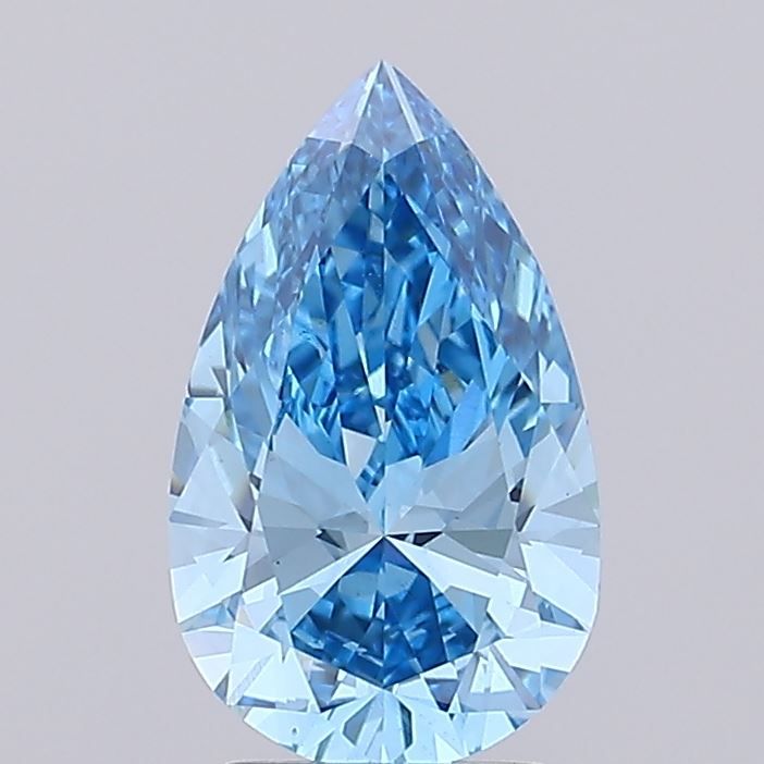 Lab-Grown Pear Diamond - 2.54 Carats, Fancy Vivid Blue Color, VS1 Clarity - Certified by IGI - Report Number: LG689507553
