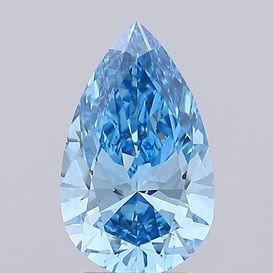 Lab-Grown Pear Diamond - 2.54 Carats, Fancy Vivid Blue Color, VS1 Clarity - Certified by IGI - Report Number: LG689507553