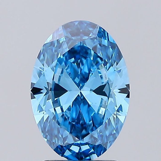Lab-Grown Oval Diamond - 2.49 Carats, Fancy Vivid Blue Color, VS1 Clarity - Certified by IGI - Report Number: LG689507080