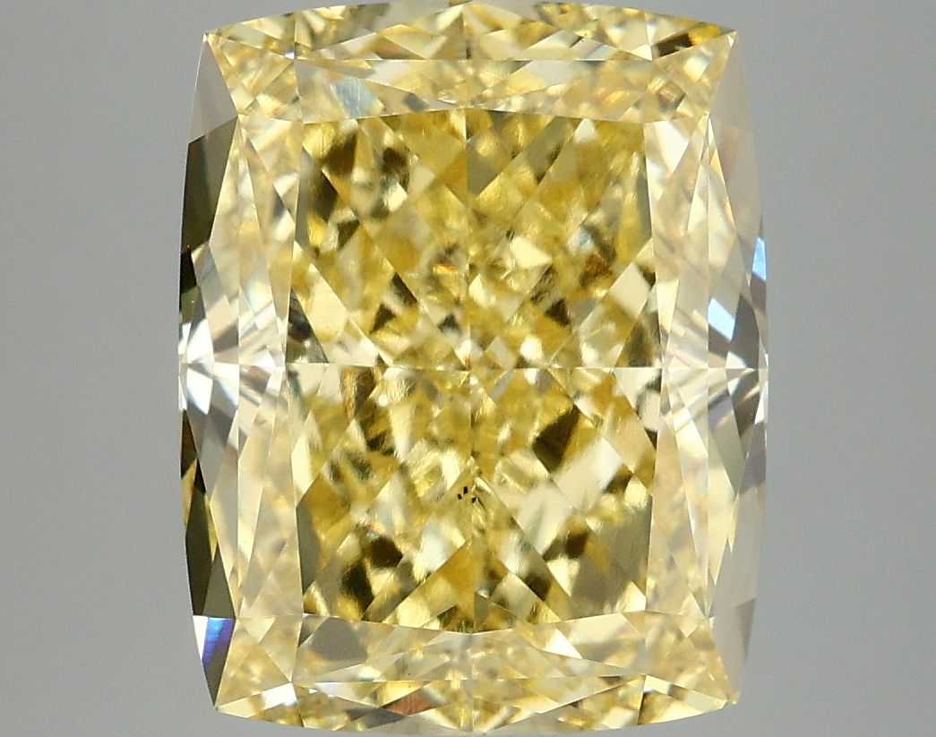 Lab-Grown Cushion Diamond - 7.17 Carats, Fancy Vivid Yellow Color, VS2 Clarity - Certified by IGI - Report Number: LG677549907