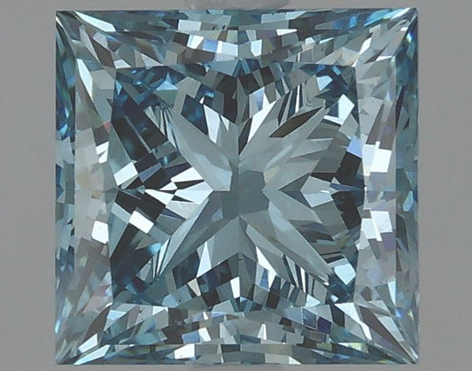 Lab-Grown Princess Diamond - 2.99 Carats, Fancy Vivid Blue Color, VS1 Clarity - Certified by IGI - Report Number: LG625410058