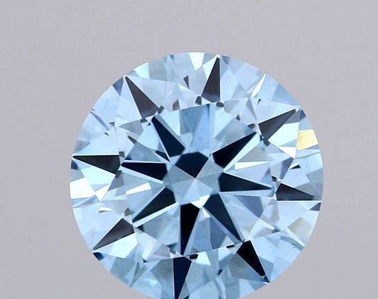 Lab-Grown Round Diamond - 5.02 Carats, Fancy Vivid Blue Color, VS1 Clarity - Certified by IGI - Report Number: LG595383026