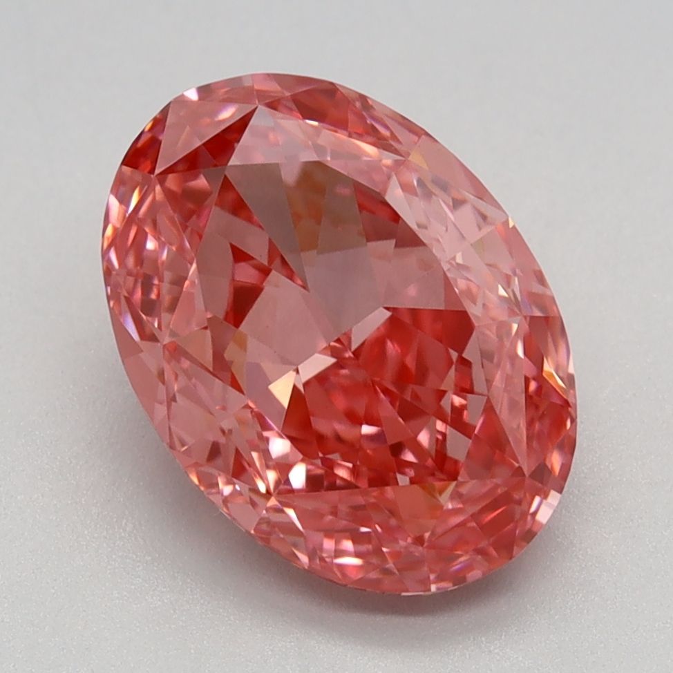 Lab-Grown Oval Diamond - 2.54 Carats, Fancy Vivid Pink Color, VVS2 Clarity - Certified by IGI - Report Number: LG653415322