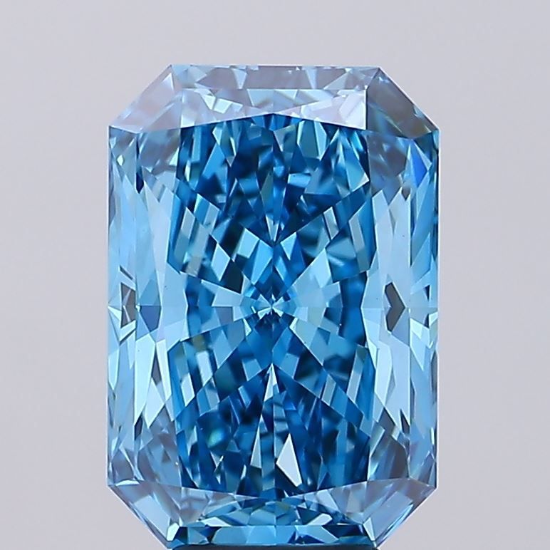 Lab-Grown Radiant Diamond - 7.02 Carats, Fancy Vivid Blue Color, VS1 Clarity - Certified by IGI - Report Number: LG678509570
