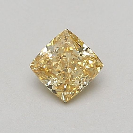 Lab-Grown Cushion Diamond - 0.54 Carats, Fancy Vivid Yellow Color, VVS2 Clarity - Certified by IGI - Report Number: LG677504137