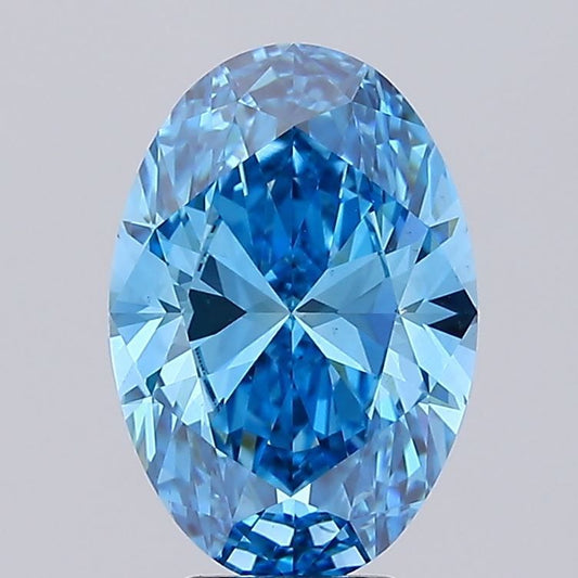 Lab-Grown Oval Diamond - 6.05 Carats, Fancy Vivid Blue Color, VS1 Clarity - Certified by IGI - Report Number: LG684506663