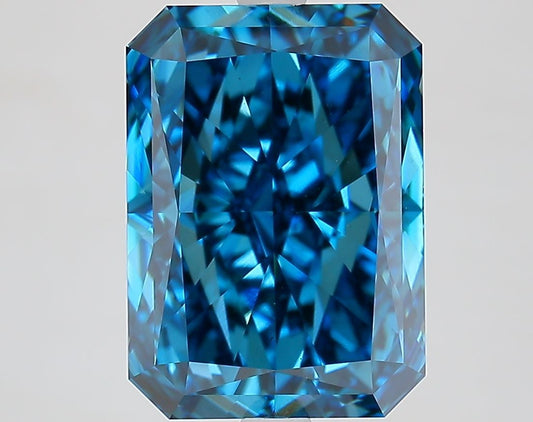 Lab-Grown Radiant Diamond - 6.19 Carats, Fancy Vivid Blue Color, VS1 Clarity - Certified by IGI - Report Number: LG646453719