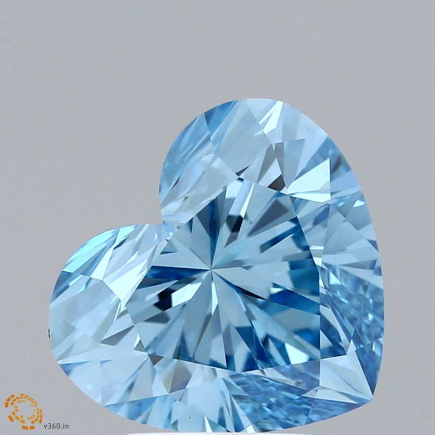 Lab-Grown Heart Diamond - 4.07 Carats, Fancy Vivid Blue Color, VVS2 Clarity - Certified by IGI - Report Number: LG603346989