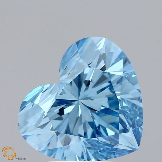 Lab-Grown Heart Diamond - 4.07 Carats, Fancy Vivid Blue Color, VVS2 Clarity - Certified by IGI - Report Number: LG603346989
