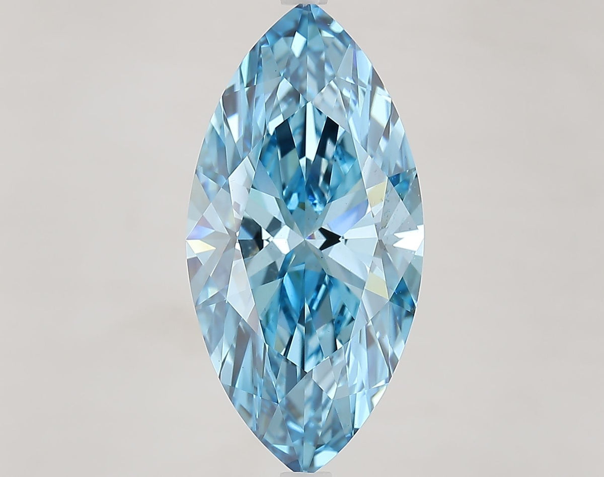 Lab-Grown Marquise Diamond - 6.05 Carats, Fancy Vivid Blue Color, VS1 Clarity - Certified by IGI - Report Number: LG614394118
