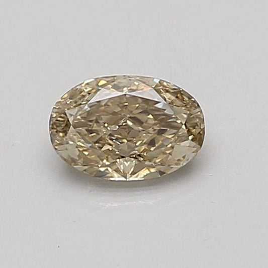 Lab-Grown Oval Diamond - 0.5 Carats, Fancy Gray Yellow Color, VS1 Clarity - Certified by IGI - Report Number: LG647429067