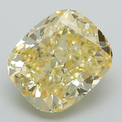 Lab-Grown Cushion Diamond - 3.06 Carats, Fancy Intense Yellow Color, VVS2 Clarity - Certified by IGI - Report Number: LG655454152