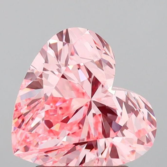 Lab-Grown Heart Diamond - 2.09 Carats, Fancy Vivid Pink Color, VVS2 Clarity - Certified by IGI - Report Number: LG689558384