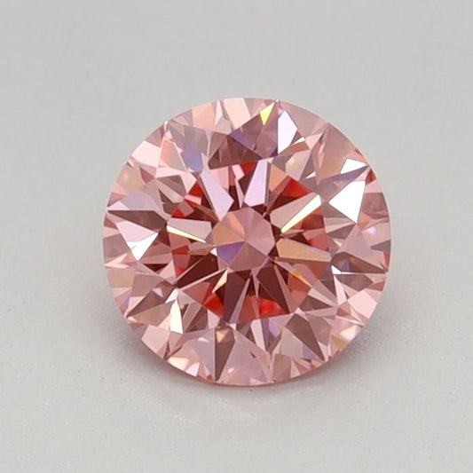 Lab-Grown Round Diamond - 0.5 Carats, Fancy Vivid Pink Color, VVS2 Clarity - Certified by IGI - Report Number: LG674552646