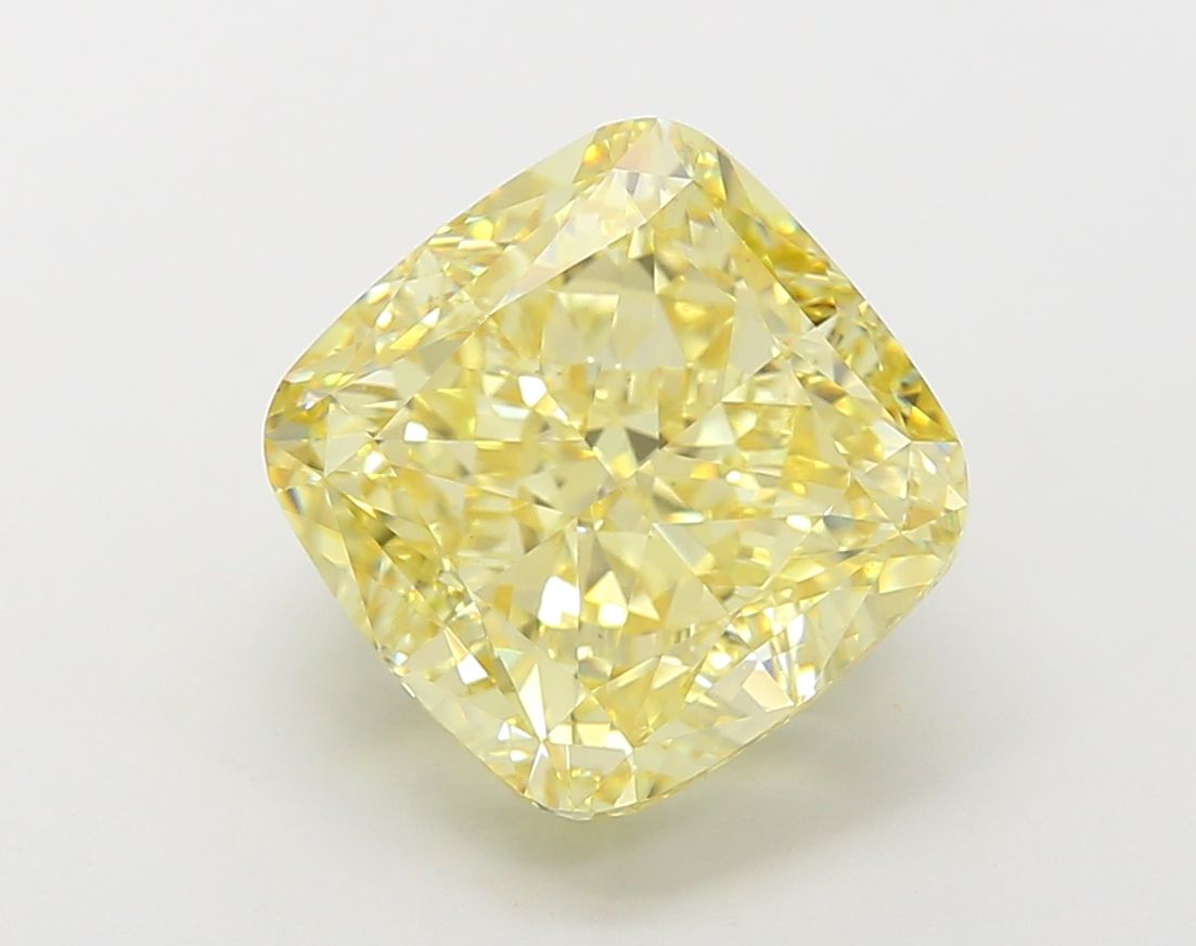 Lab-Grown Cushion Diamond - 7.75 Carats, Fancy Vivid Yellow Color, VS1 Clarity - Certified by IGI - Report Number: LG660445668