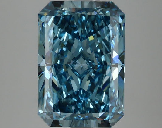 Lab-Grown Radiant Diamond - 3.99 Carats, Fancy Vivid Blue Color, VS1 Clarity - Certified by IGI - Report Number: LG633424066