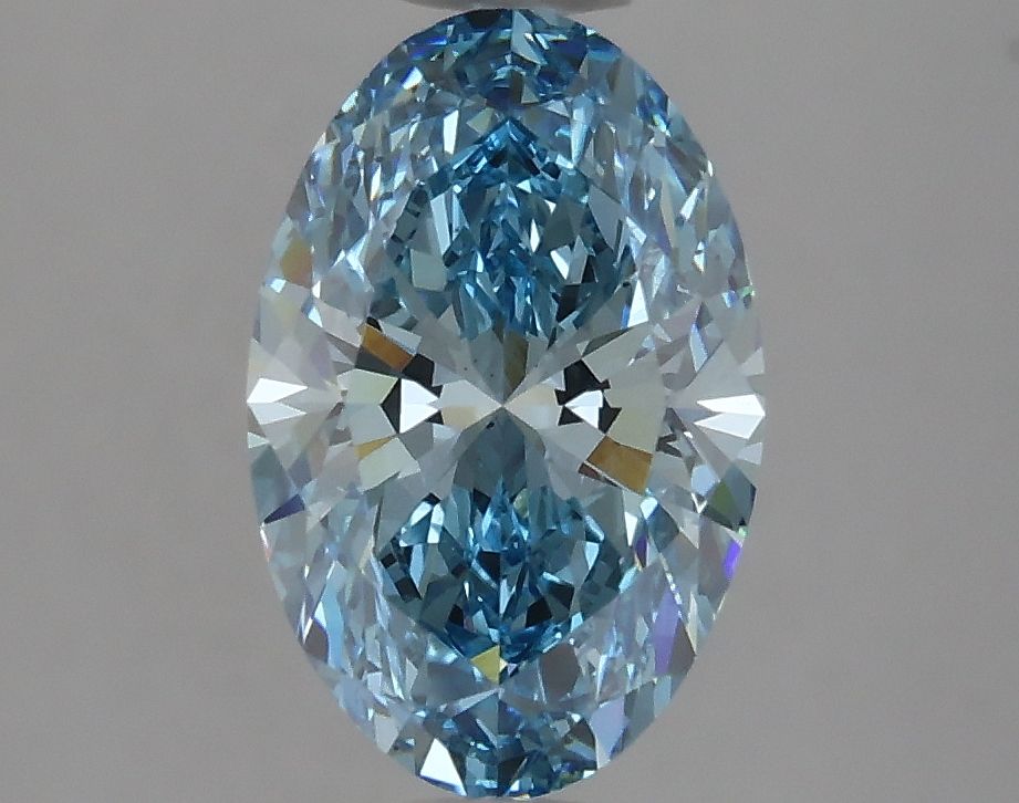 Lab-Grown Oval Diamond - 2.03 Carats, Fancy Vivid Blue Color, VS2 Clarity - Certified by IGI - Report Number: LG627456903