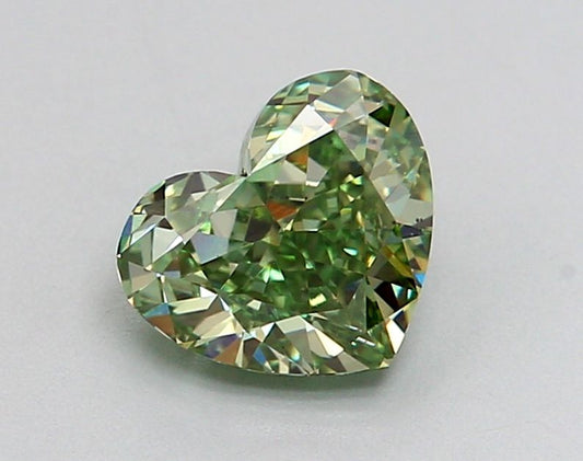Lab-Grown Heart Diamond - 0.91 Carats, Fancy Vivid Green Color, VS2 Clarity - Certified by IGI - Report Number: LG635407849