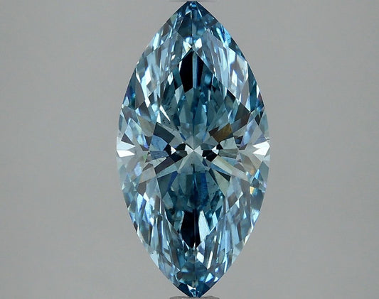 Lab-Grown Marquise Diamond - 2.01 Carats, Fancy Vivid Blue Color, VS2 Clarity - Certified by IGI - Report Number: LG634425270
