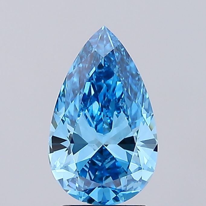 Lab-Grown Pear Diamond - 2.04 Carats, Fancy Vivid Blue Color, VS1 Clarity - Certified by IGI - Report Number: LG685588668