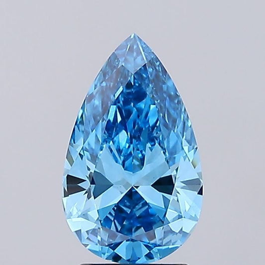Lab-Grown Pear Diamond - 2.04 Carats, Fancy Vivid Blue Color, VS1 Clarity - Certified by IGI - Report Number: LG685588668