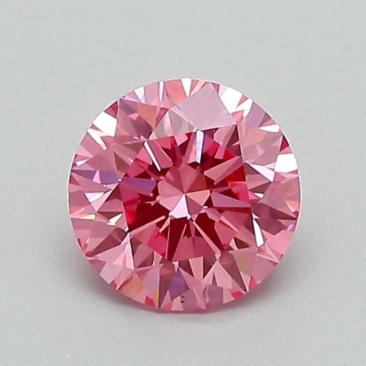 Lab-Grown Round Diamond - 0.81 Carats, Fancy Vivid Pink Color, VS2 Clarity - Certified by IGI - Report Number: LG662417128