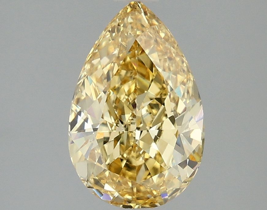 Lab-Grown Pear Diamond - 2.07 Carats, Fancy Intense Yellow Color, VVS2 Clarity - Certified by IGI - Report Number: LG666416194