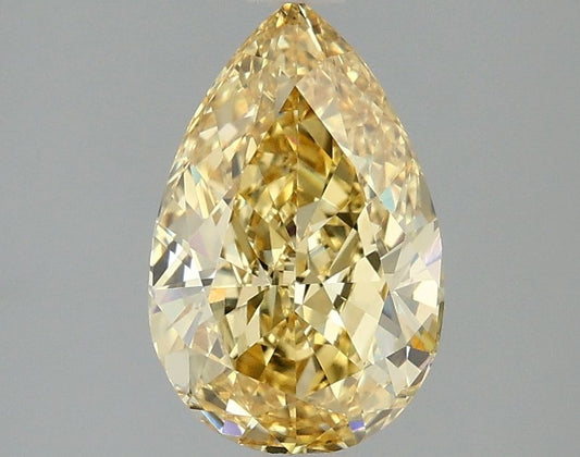 Lab-Grown Pear Diamond - 2.07 Carats, Fancy Intense Yellow Color, VVS2 Clarity - Certified by IGI - Report Number: LG666416194