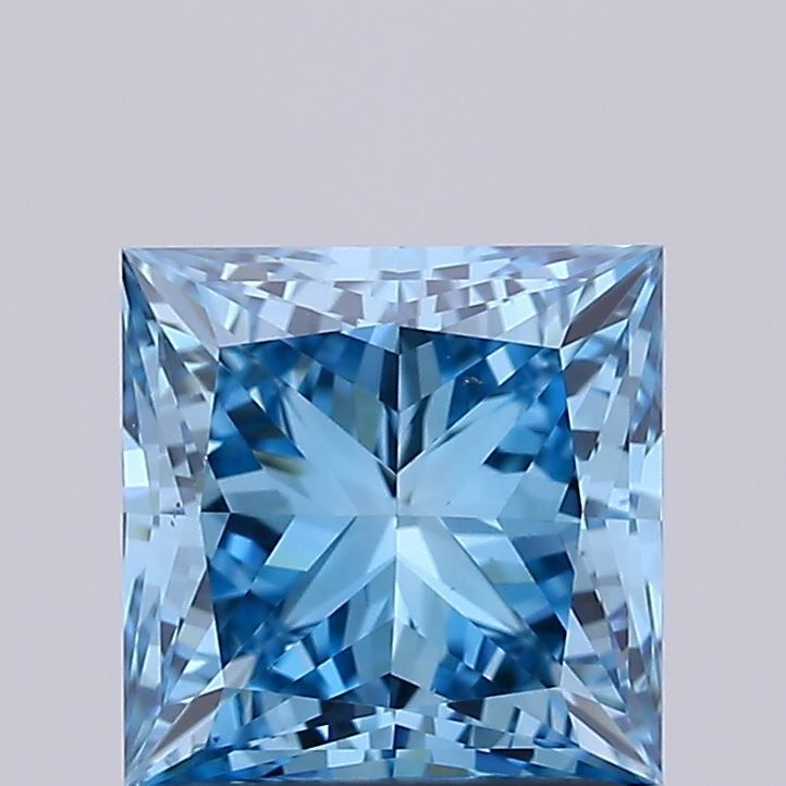 Lab-Grown Princess Diamond - 1.51 Carats, Fancy Vivid Blue Color, VS2 Clarity - Certified by IGI - Report Number: LG659431332