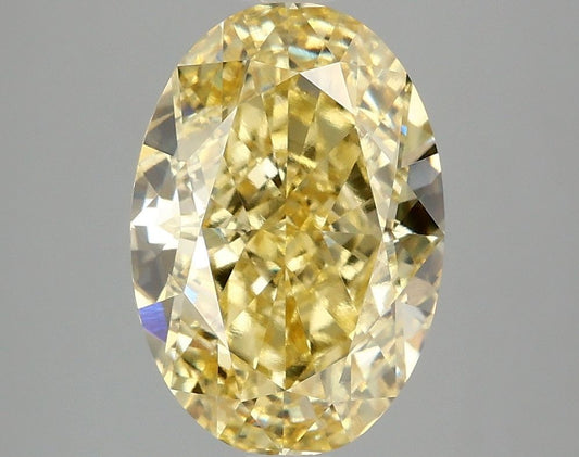 Lab-Grown Oval Diamond - 4.1 Carats, Fancy Vivid Yellow Color, VVS2 Clarity - Certified by IGI - Report Number: LG683577272