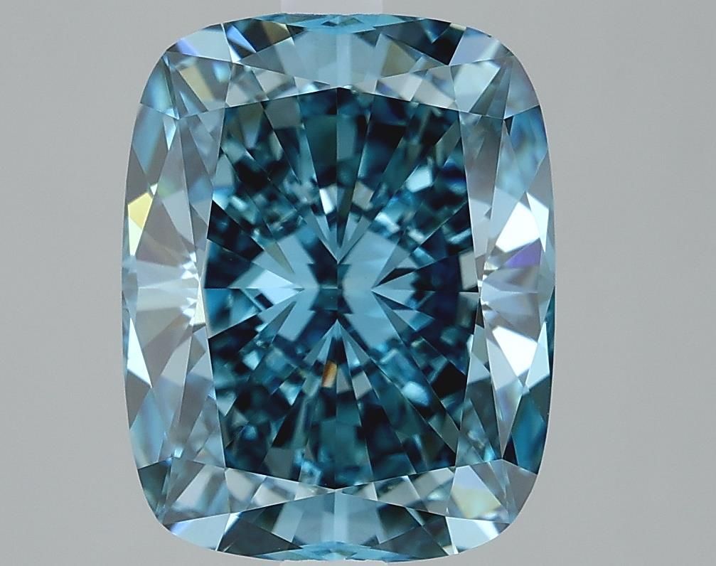 Lab-Grown Cushion Diamond - 3.09 Carats, Fancy Vivid Blue Color, VVS2 Clarity - Certified by IGI - Report Number: LG610317229