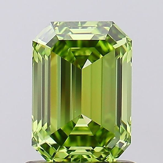 Lab-Grown Emerald Diamond - 1.01 Carats, Fancy Vivid Green Color, VS1 Clarity - Certified by IGI - Report Number: LG691547266