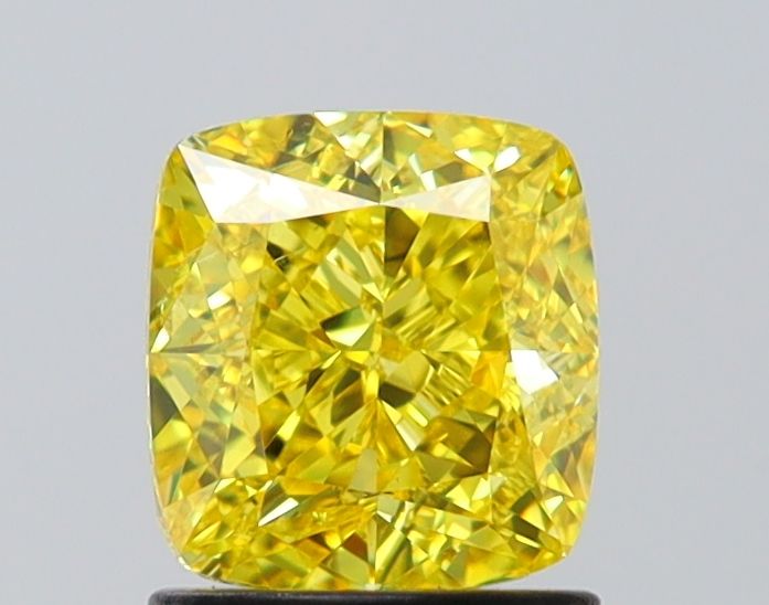 Lab-Grown Cushion Diamond - 1.5 Carats, Fancy Vivid Yellow Color, SI1 Clarity - Certified by IGI - Report Number: LG641477389