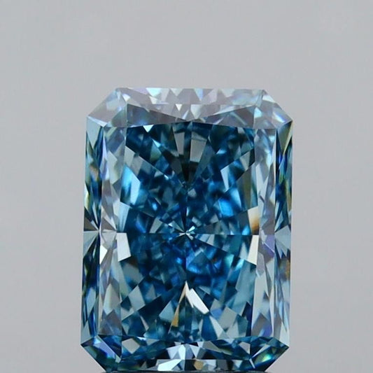 Lab-Grown Radiant Diamond - 2.01 Carats, Fancy Vivid Blue Color, VVS2 Clarity - Certified by IGI - Report Number: LG620423935