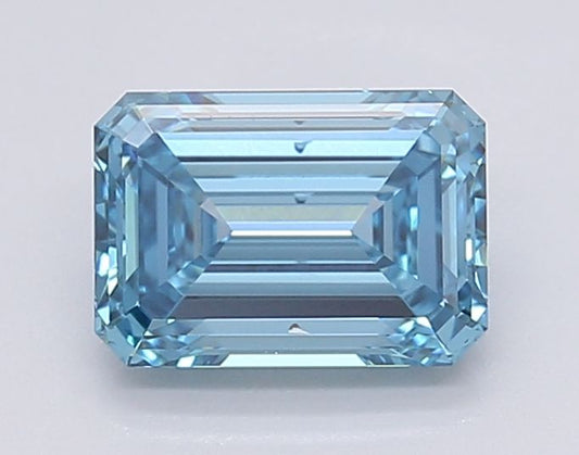 Lab-Grown Emerald Diamond - 1.46 Carats, Fancy Vivid Blue Color, VS2 Clarity - Certified by IGI - Report Number: LG595381279