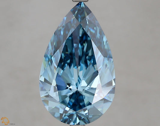 Lab-Grown Pear Diamond - 5.01 Carats, Fancy Vivid Blue Color, VS1 Clarity - Certified by IGI - Report Number: LG680565477