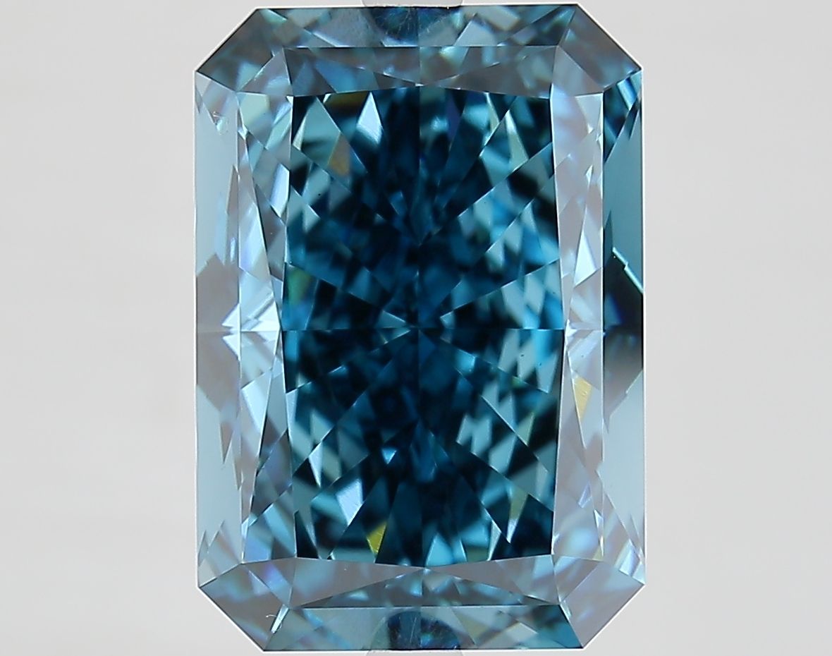 Lab-Grown Radiant Diamond - 7.06 Carats, Fancy Vivid Blue Color, VS1 Clarity - Certified by IGI - Report Number: LG681573055