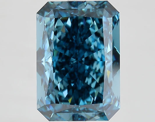 Lab-Grown Radiant Diamond - 7.06 Carats, Fancy Vivid Blue Color, VS1 Clarity - Certified by IGI - Report Number: LG681573055