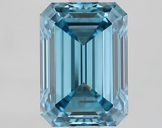 Lab-Grown Emerald Diamond - 2.02 Carats, Fancy Vivid Blue Color, VVS2 Clarity - Certified by IGI - Report Number: LG685556889