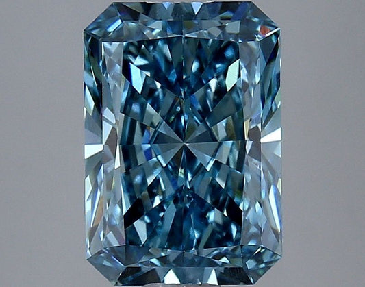 Lab-Grown Radiant Diamond - 3.08 Carats, Fancy Vivid Blue Color, VS1 Clarity - Certified by IGI - Report Number: LG634481215