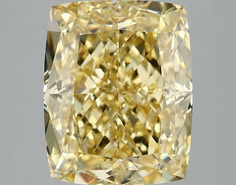 Lab-Grown Cushion Diamond - 3.08 Carats, Fancy Intense Yellow Color, VVS2 Clarity - Certified by IGI - Report Number: LG662432388