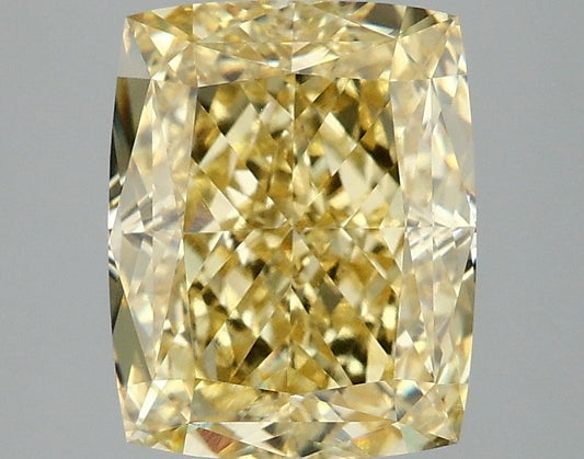 Lab-Grown Cushion Diamond - 3.08 Carats, Fancy Intense Yellow Color, VVS2 Clarity - Certified by IGI - Report Number: LG662432388