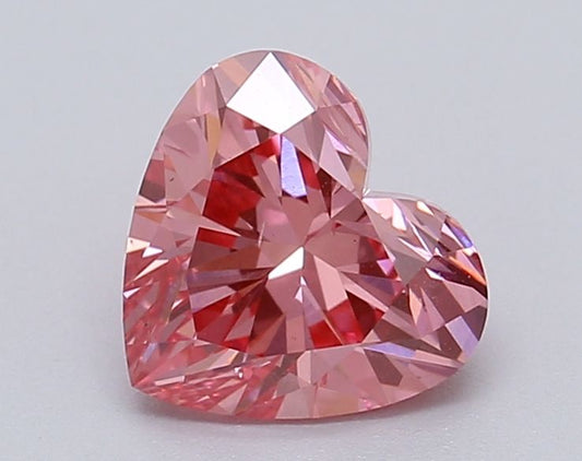 Lab-Grown Heart Diamond - 1.05 Carats, Fancy Vivid Pink Color, VS2 Clarity - Certified by IGI - Report Number: LG615367025