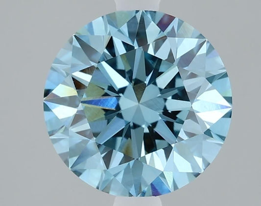 Lab-Grown Round Diamond - 2.1 Carats, Fancy Vivid Blue Color, VVS2 Clarity - Certified by IGI - Report Number: LG610317136