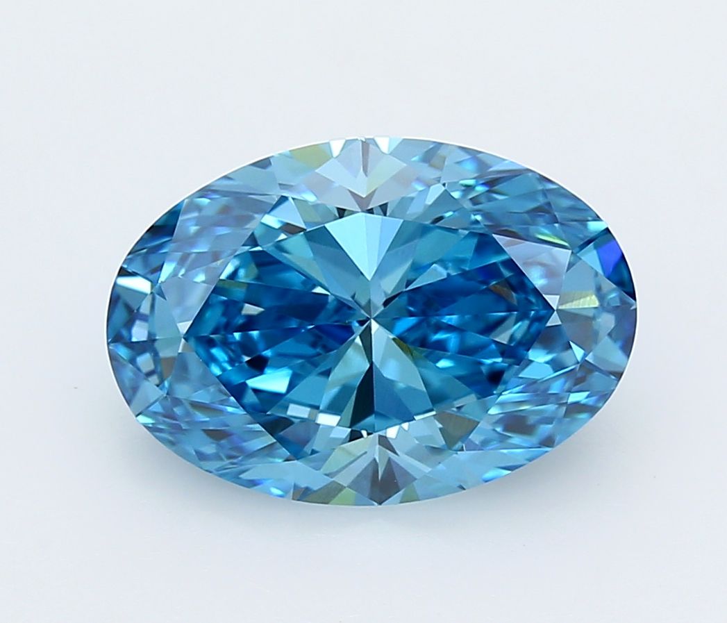 Lab-Grown Oval Diamond - 5.04 Carats, Fancy Vivid Blue Color, VVS2 Clarity - Certified by IGI - Report Number: LG667432820