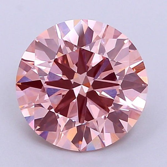 Lab-Grown Round Diamond - 2.54 Carats, Fancy Vivid Pink Color, VS1 Clarity - Certified by IGI - Report Number: LG685562205