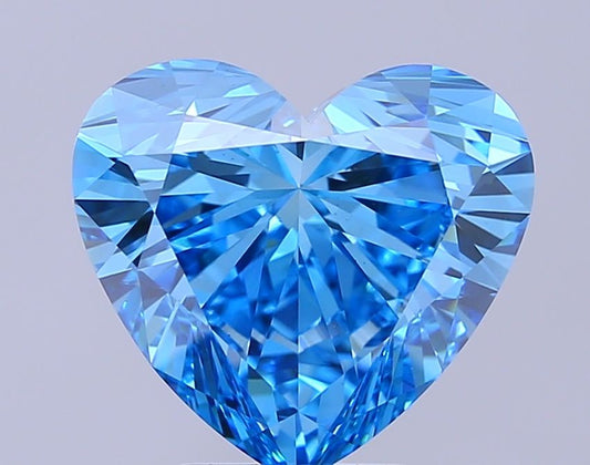 Lab-Grown Heart Diamond - 5.1 Carats, Fancy Vivid Blue Color, VS1 Clarity - Certified by IGI - Report Number: LG685508844
