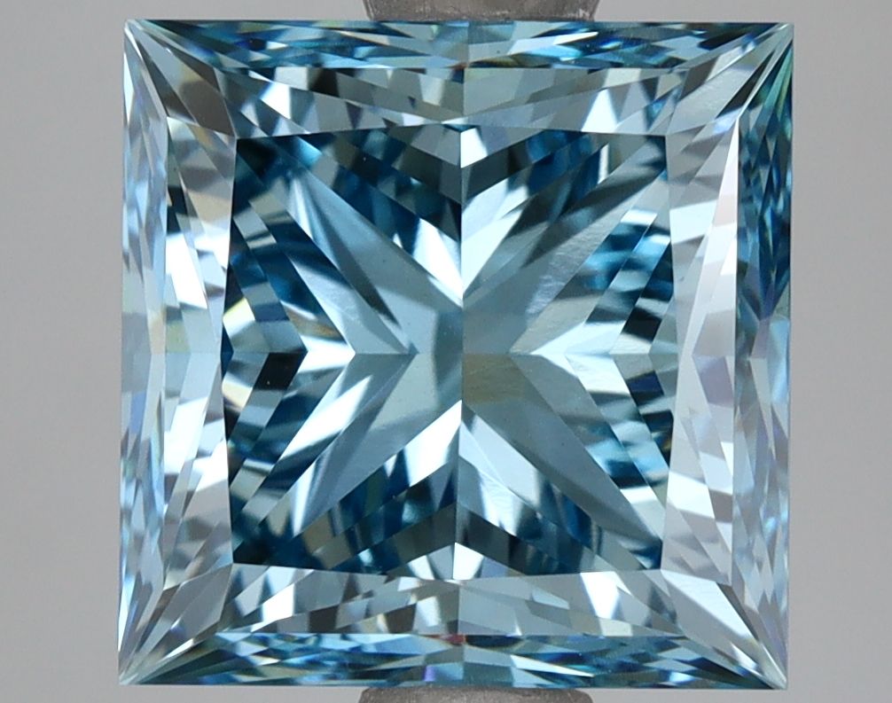 Lab-Grown Princess Diamond - 4.52 Carats, Fancy Vivid Blue Color, VS1 Clarity - Certified by IGI - Report Number: LG662418240