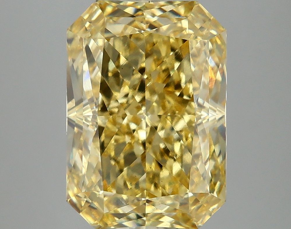 Lab-Grown Radiant Diamond - 5.08 Carats, Fancy Vivid Yellow Color, VS2 Clarity - Certified by IGI - Report Number: LG677575799