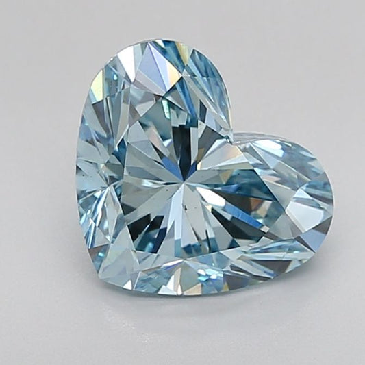 Lab-Grown Heart Diamond - 3.0 Carats, Fancy Vivid Blue Color, VS2 Clarity - Certified by IGI - Report Number: LG618466229